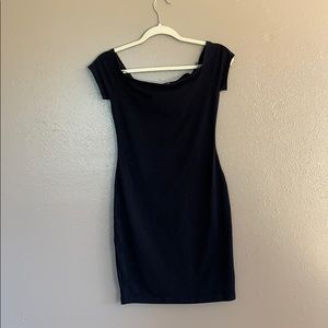 Black off the shoulder fitted dress